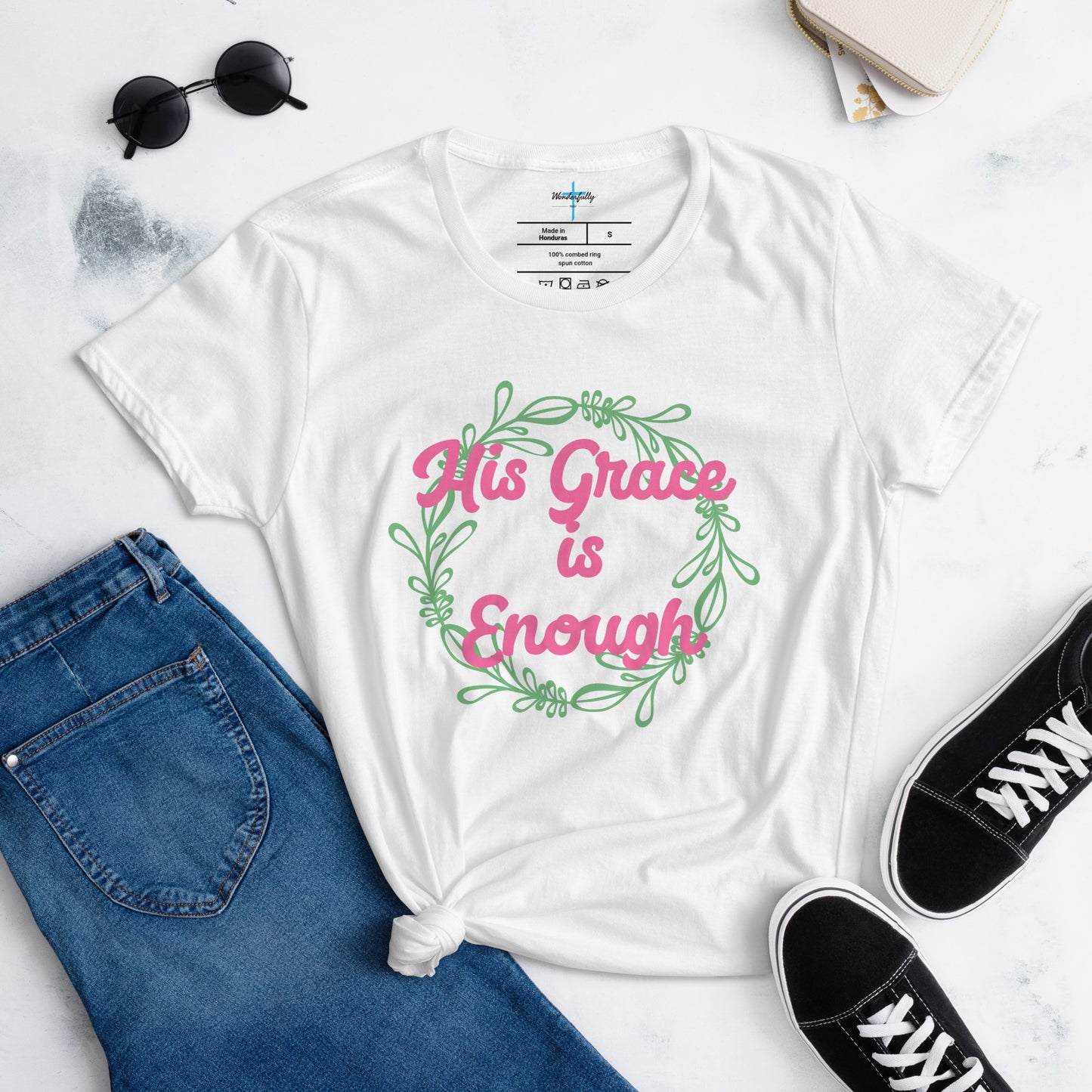 His Grace is Enough White - Women's short sleeve t-shirt